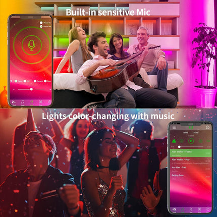 100ft RGB LED Strip Lights – Music Sync, App & Remote Control, Color Changing