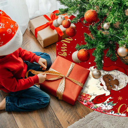 Snowflake Christmas Tree Skirt, 48-Inch Double Layer Mat for Winter Holiday Parties