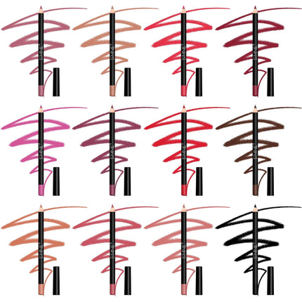 12 Colors Matte Lip Liner Pencil Set High Pigment Long Lasting Makeup
