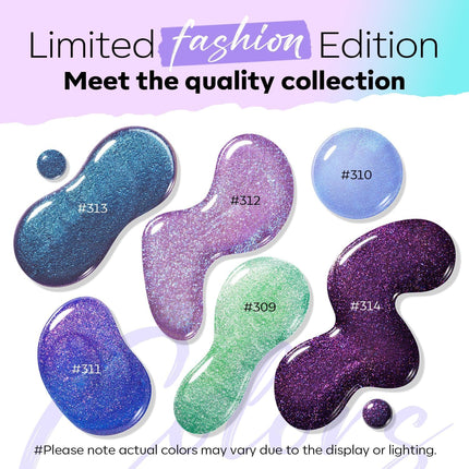 6-Color Holographic Aurora Nail Polish Set, Quick-Dry Shimmer Glitter, No UV Lamp