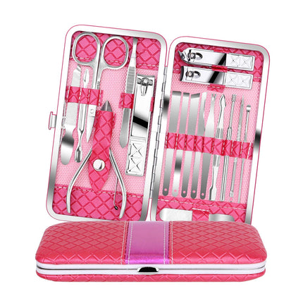 18PCS Manicure Pedicure Set, Stainless Steel Nail Clippers Grooming Kit with Case
