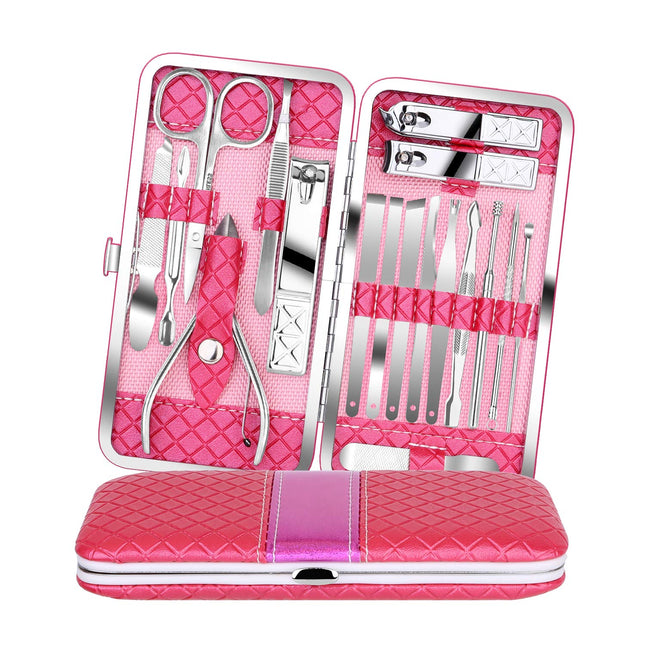 18PCS Manicure Pedicure Set, Stainless Steel Nail Clippers Grooming Kit with Case