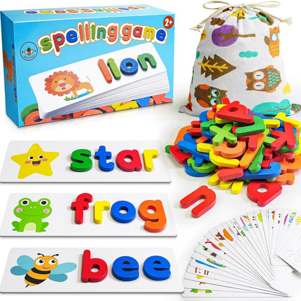 ABC Alphabet Learning Wooden Puzzle Flash Cards for Preschool Kids Ages 3+
