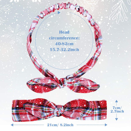 Christmas Headbands – Red Plaid Snowflake Bow Hairband for Girls & Women