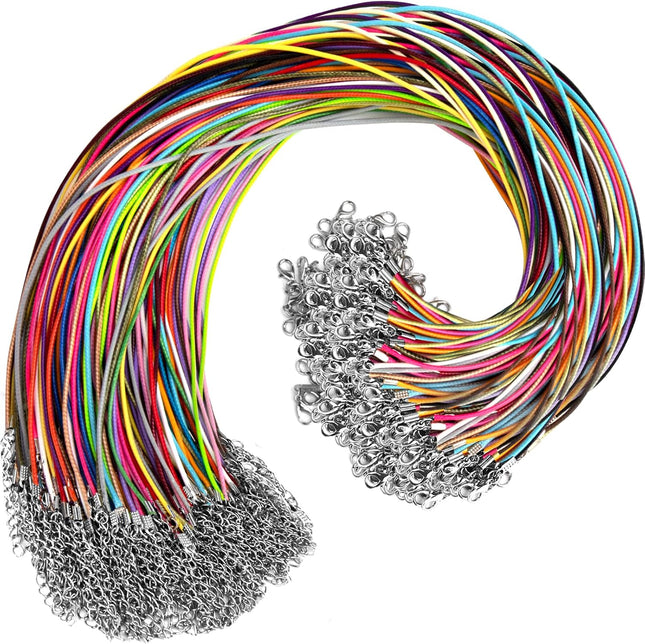 100PCS Leather Necklace Cord with Clasps 25 Colors 19.7” Jewelry Making Kit