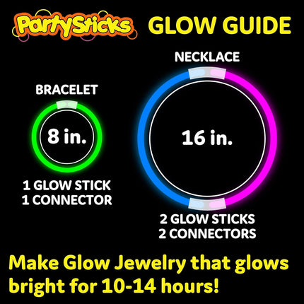 100-Pack 8” Glow Sticks – Party Favors, Necklaces & Bracelets with Connectors