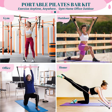 Pilates Bar Kit with Resistance Bands Portable Home Gym Full Body Workout Set