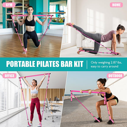 Pilates Workout Bar Kit: Adjustable Resistance Bands for Full-Body Strength Training at Home