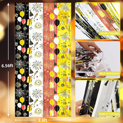 Happy New Year 2026 Foil Fringe Curtains – 2-Pc NYE Photo Booth Decor