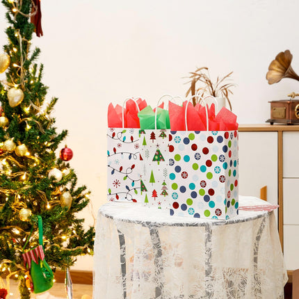 30-Pack Small Christmas Gift Bags Includes Tissue Paper, Holiday Party Favor