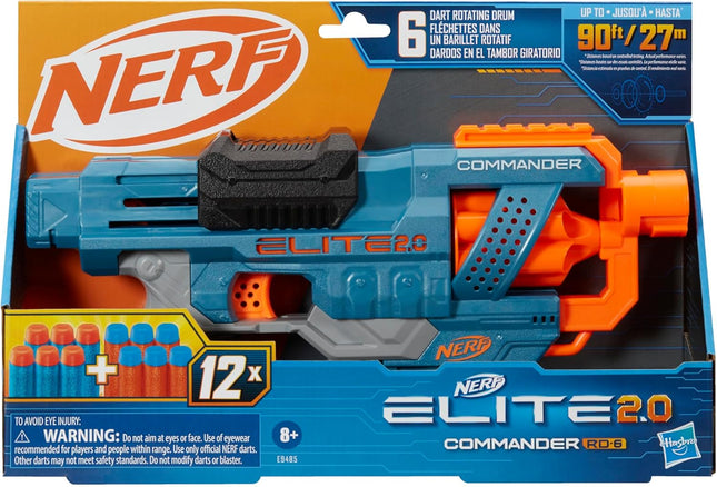 Elite 2.0 Commander RD-6 Dart Blaster – 12 Darts, Rotating 6-Dart Drum