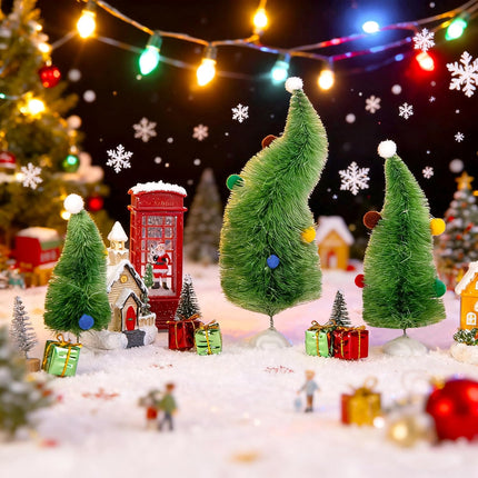 3PCS Wonky Tabletop Christmas Trees – Whimsical Bendable Holiday Decor