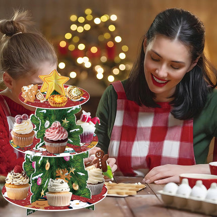 Merry Christmas Cupcake Stand – 3-Tier Dessert Tower for Holiday Parties