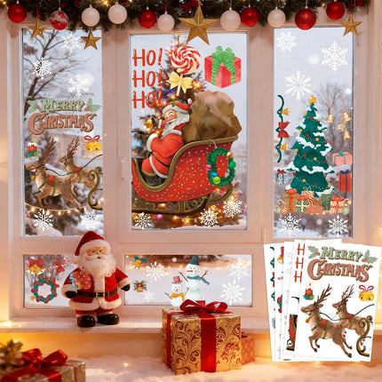 Christmas Snowflake Window Clings – Santa, Reindeer & Holiday Stickers