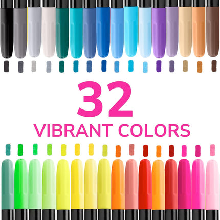 32 PCS Fabric Paint Pens Permanent Textile Markers Non Toxic Fine Point