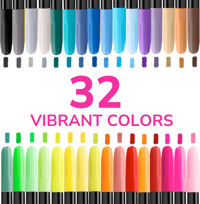 32 PCS Fabric Paint Pens Permanent Textile Markers Non Toxic Fine Point