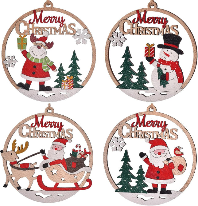 4PCS Vintage Christmas Tree Ornaments – Rustic Farmhouse Holiday Decor