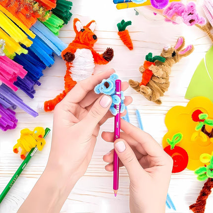 Arts & Crafts Supplies 1200pcs – Pipe Cleaners, Pom Poms & Googly Eyes Kit