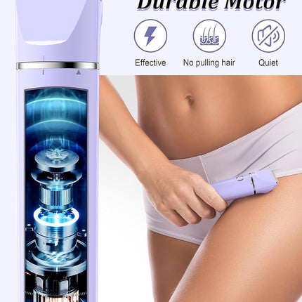 Bikini Trimmer and Shaver Kit for Women 2 in 1 Wet Dry Electric Purple Waterproof