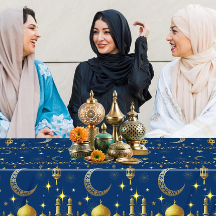 4-Pack Ramadan Mubarak Tablecloths – Disposable Plastic for Eid Party, 54 x 108
