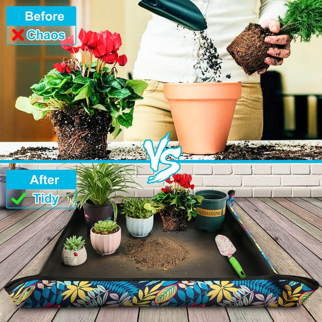 Repotting Mat 29.5"x 29.5" – Waterproof, Foldable Potting Tray for Mess Control