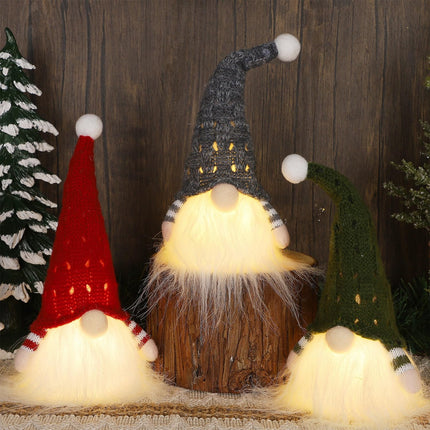 Christmas Plush Gnomes 9 Inch Lighted Handmade Mini Scandinavian Swedish Gnome Décor