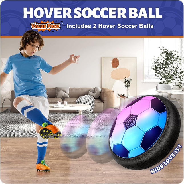 2 Pack Hover Soccer Ball LED Indoor Sports Toy Gifts for Kids Ages 5+