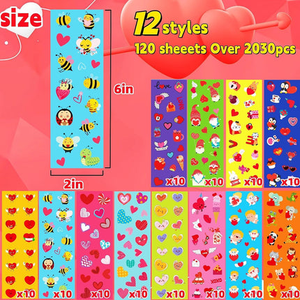 2030 PCS Valentine’s Day Stickers: 120 Sheets of Cute Heart & Love Stickers for Kids