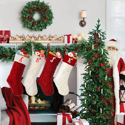 Red Monogram Christmas Stocking 18’’ – Holiday Stocking for Fireplace
