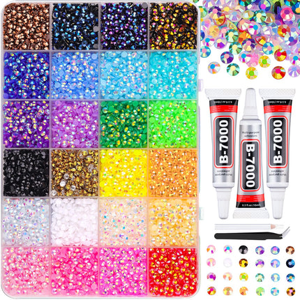 34000Pcs Resin Jelly Rhinestones Flatback Gems with B7000 Glue for Crafts