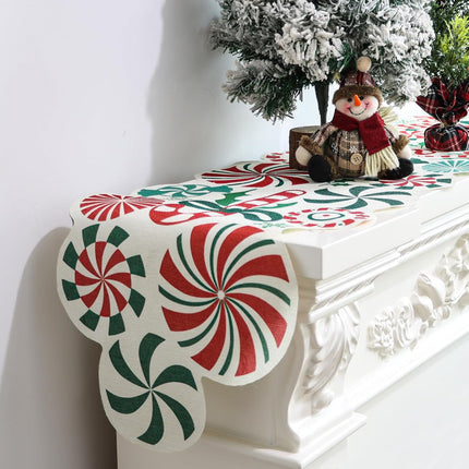 Christmas Candy Table Runner 71x13" – Peppermint Lollipop Table Decor