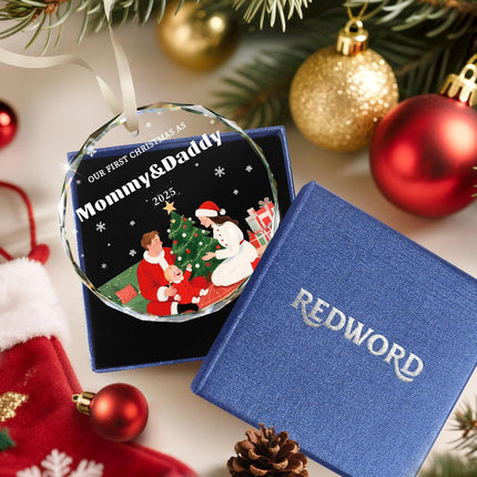 Crystal Family Christmas Ornament 2025 – "Our First Christmas as Mommy and Daddy