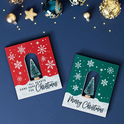 Christmas Tabletop Sign – Double-Sided Wood Decor with Mini Xmas Tree Display