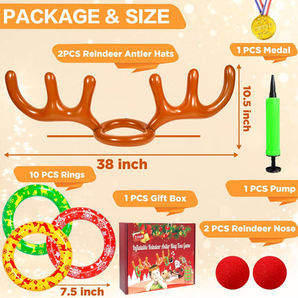 Christmas Ring Toss Game | Inflatable Reindeer Antlers with 10 Rings