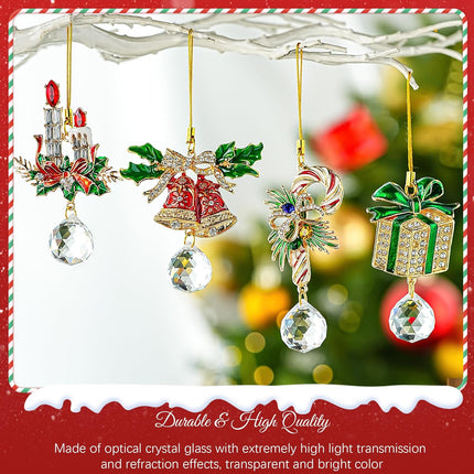 4-Piece Christmas Ornament Set – Candy Cane, Gift Box, Bell Hanging Ornaments for Xmas Tree