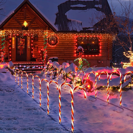 10PCS Solar Candy Cane Lights – 21" Waterproof Xmas Pathway Lights, 8 Modes