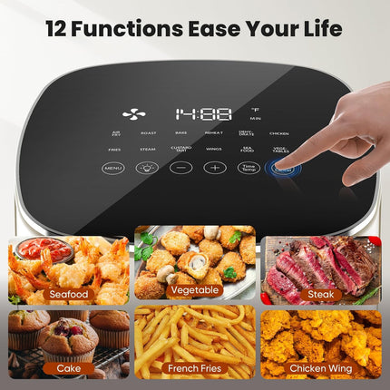 6QT Square Air Fryer with Viewing Window 12 Modes Digital Cooking Oven