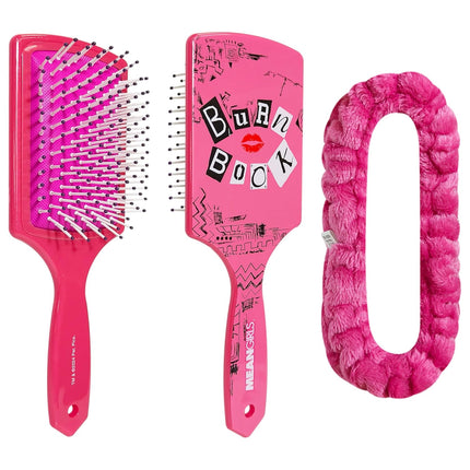 Kids Hair Brush & Spa Headband Set – Mean Girls Design, Fun Grooming Kit for Girls