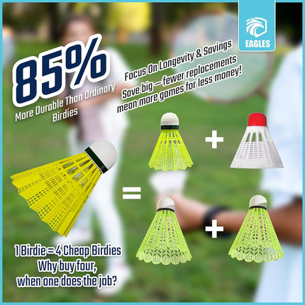 Badminton Nylon Shuttlecocks, Durable Stable Birdies for Training, 6/12/24 Pack