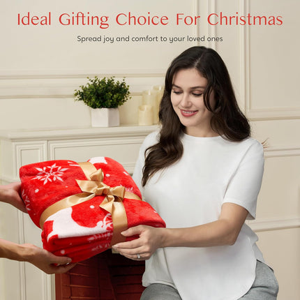Christmas Throw Blanket – Soft Flannel Plush Blanket for Warmth & Holiday Decorative Touch