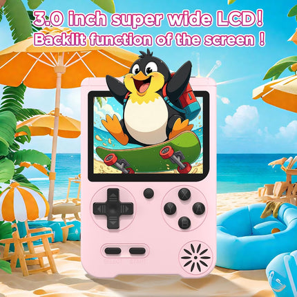 Portable Mini Gaming Console, 500 Games, 3” IPS Display, Pink Electronic Toy