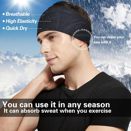 5 Pack Men's Sports Headbands Moisture Wicking Sweatbands for Running and Gym