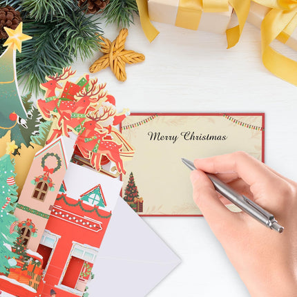 3D Christmas Cards – Musical Pop-Up Cards with Lights, Envelopes, and Personalized Note