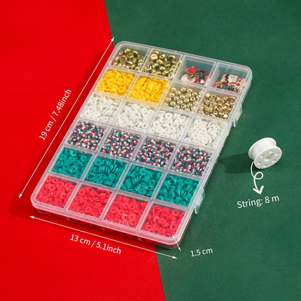 Christmas Clay Beads for Bracelets DIY Jewelry Making Kit Golden Beads Crafts