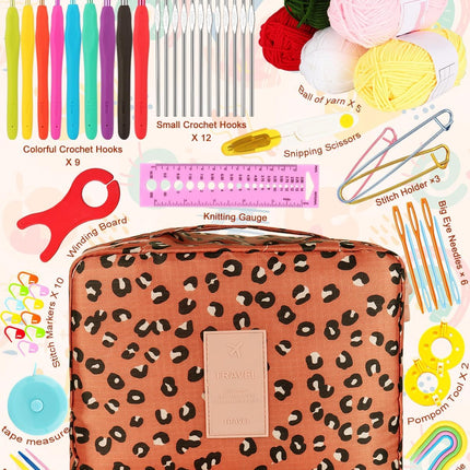 58PCS Crochet Set – Hooks and Yarn, Travel-Friendly Knitting Kit