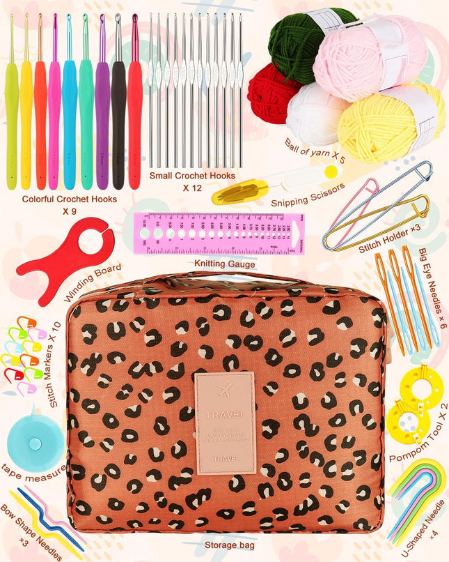 58PCS Crochet Set – Hooks and Yarn, Travel-Friendly Knitting Kit