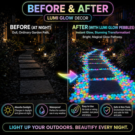 600PCS Glow in the Dark Garden Stones Multicolour Luminous Pebbles for Aquarium Decor