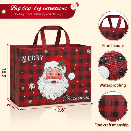 12-Pack XL Christmas Gift Bags – 17" Reusable Totes with Handles for Gifts