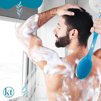 2-Pc Long Handle Bath Body Brush Set, Exfoliating Back & Feet Scrubbers