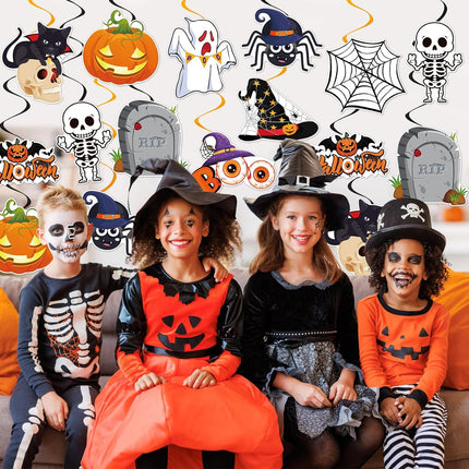 40-Piece Halloween Hanging Swirls, Pumpkin Spider Ghost Ceiling Streamers Party Decor